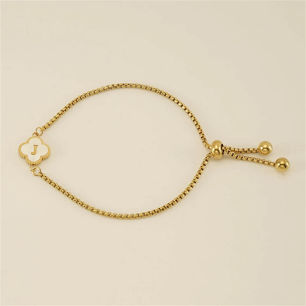 Pulseira de Trevo com Inicial - Banhado em Ouro 18K