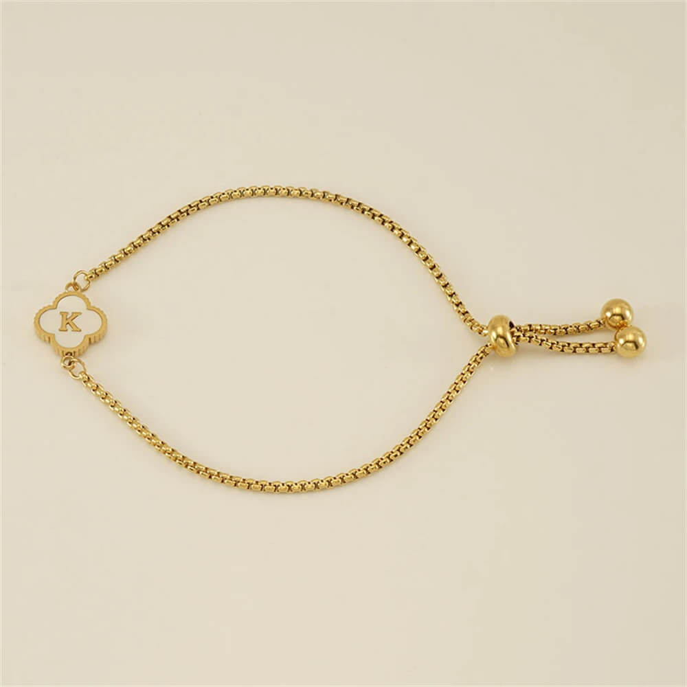 Pulseira de Trevo com Inicial - Banhado em Ouro 18K