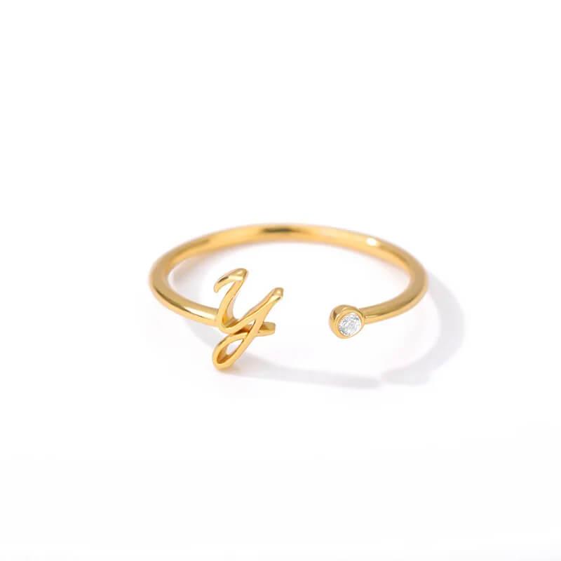 Anel com Inicial - Banhado em ouro 18k