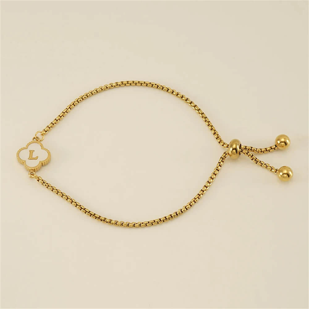 Pulseira de Trevo com Inicial - Banhado em Ouro 18K