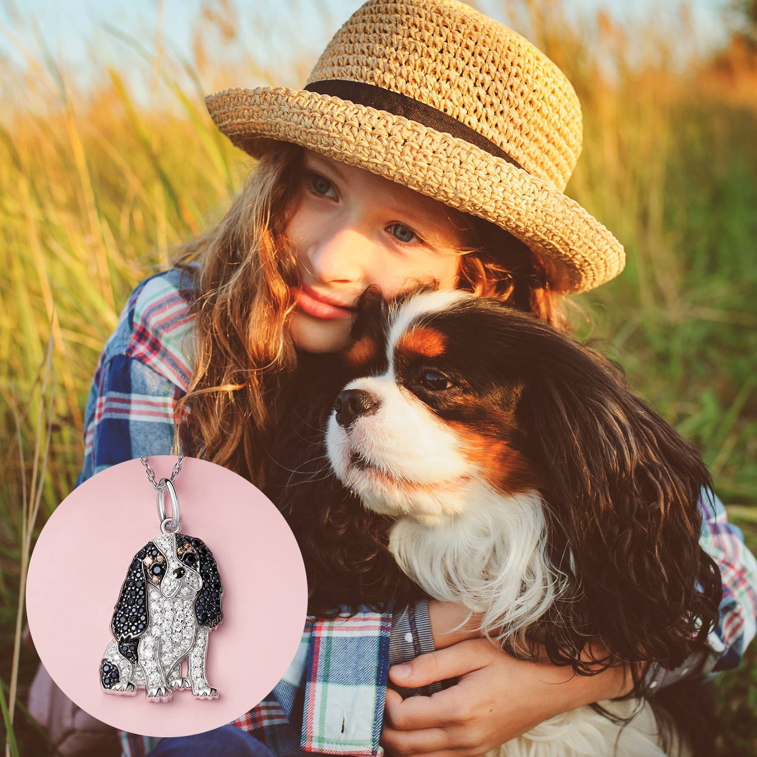 Colar + Pingente Cavalier King Charles
