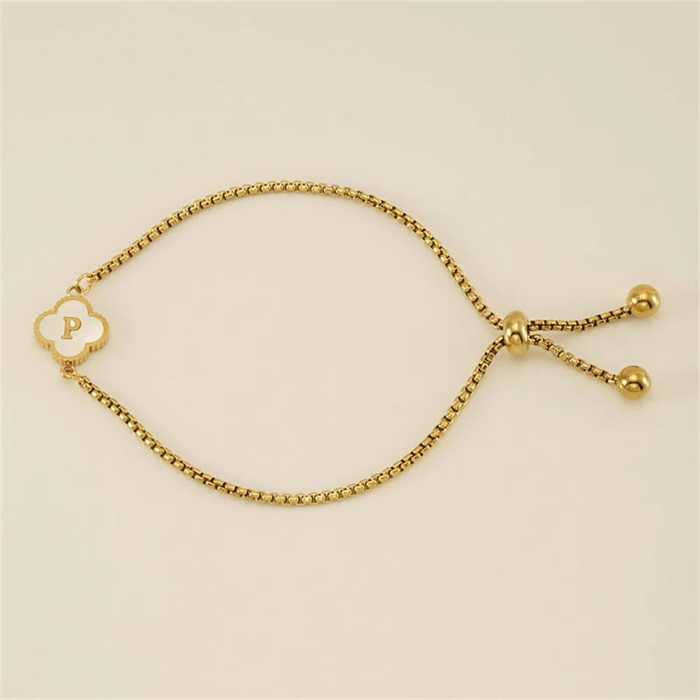 Pulseira de Trevo com Inicial - Banhado em Ouro 18K