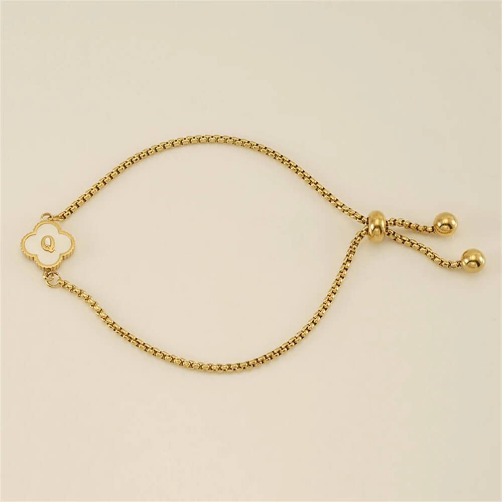 Pulseira de Trevo com Inicial - Banhado em Ouro 18K