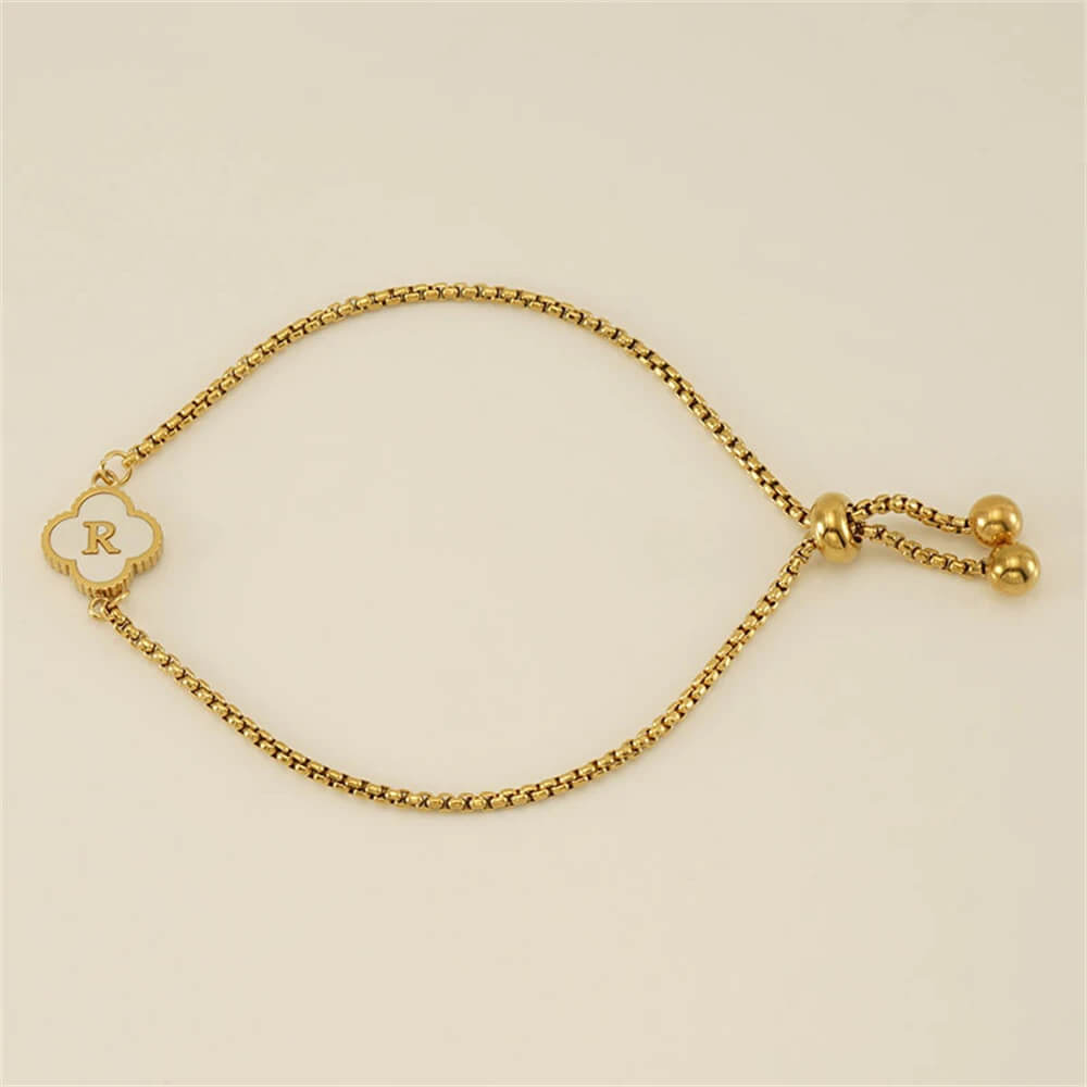 Pulseira de Trevo com Inicial - Banhado em Ouro 18K