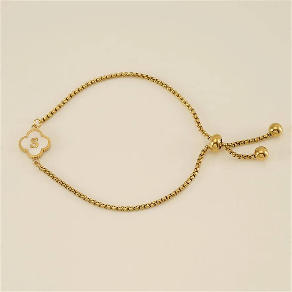Pulseira de Trevo com Inicial - Banhado em Ouro 18K