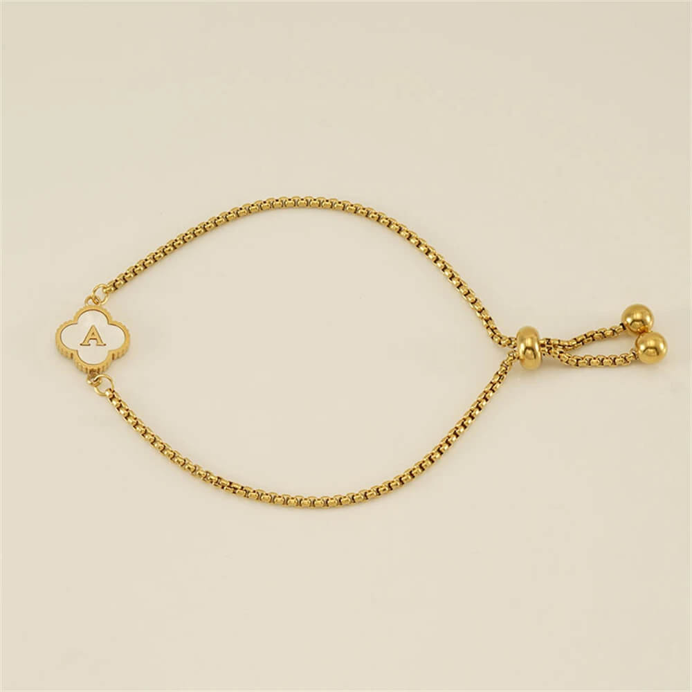 Pulseira de Trevo com Inicial - Banhado em Ouro 18K