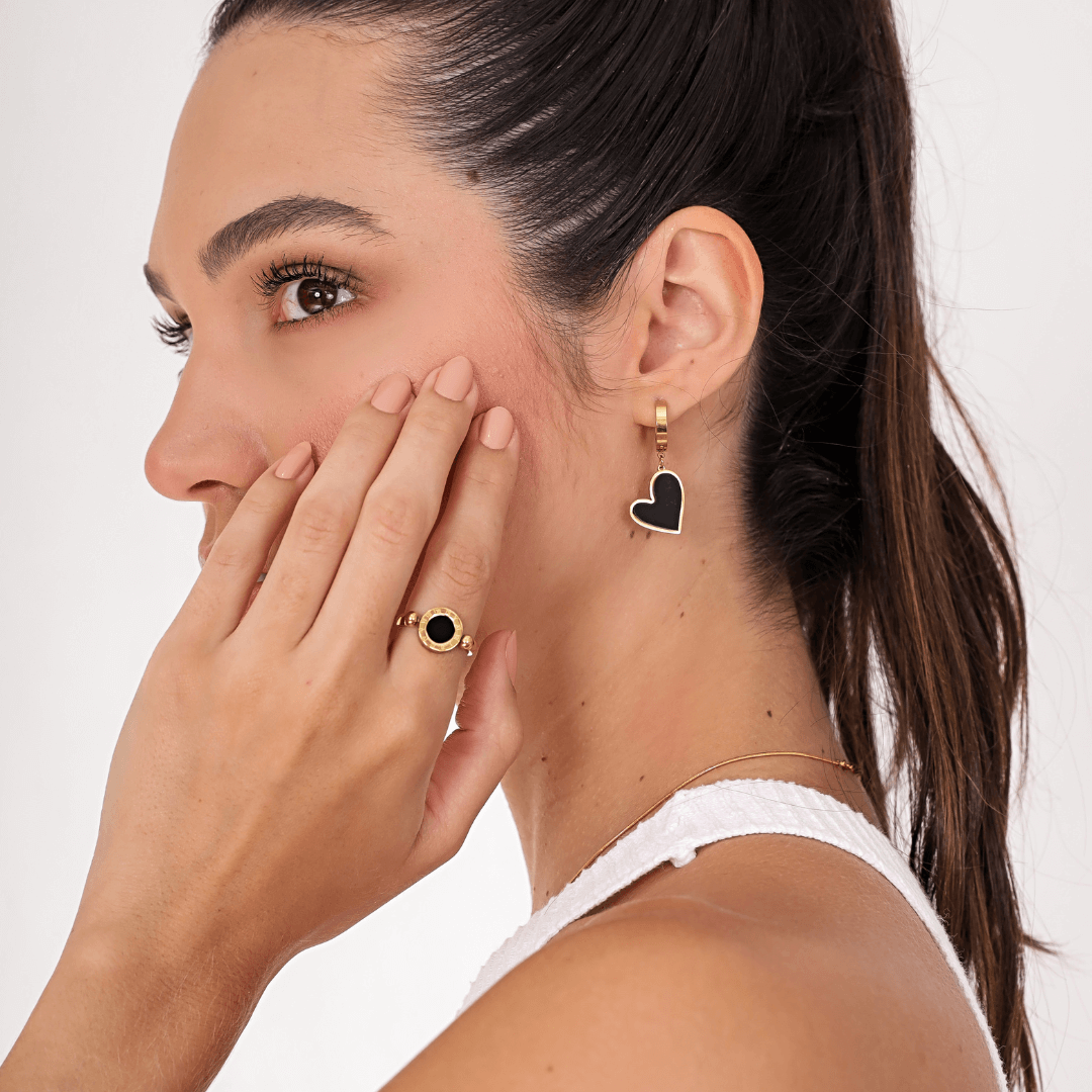 Brincos de Coração Louise - Banhado em Ouro 18K