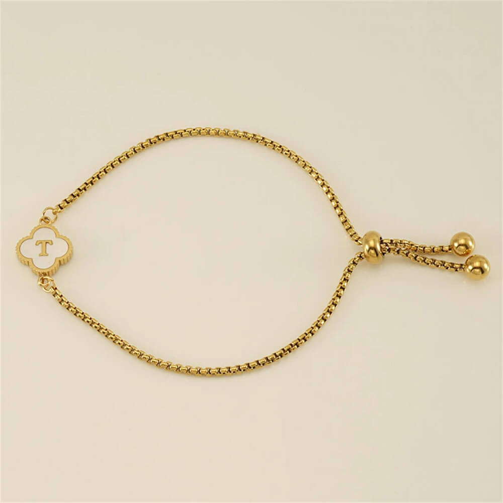 Pulseira de Trevo com Inicial - Banhado em Ouro 18K