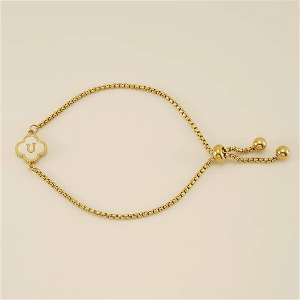 Pulseira de Trevo com Inicial - Banhado em Ouro 18K