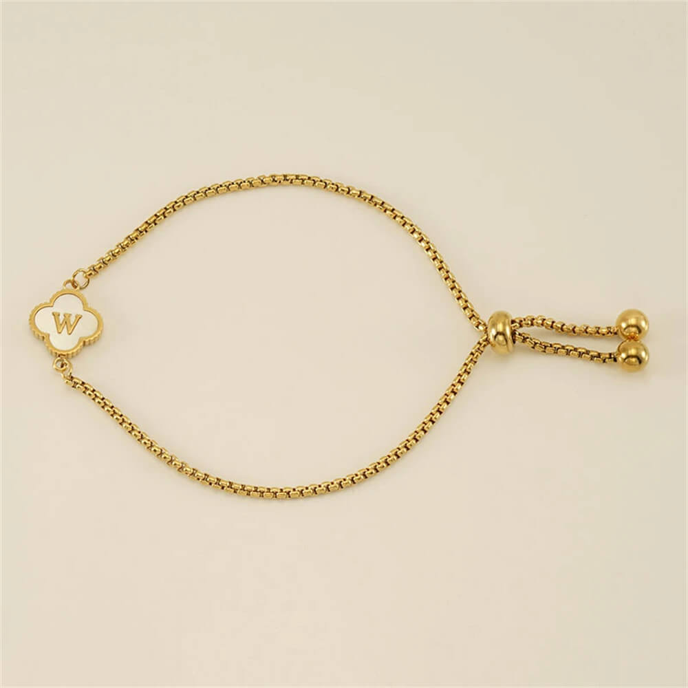 Pulseira de Trevo com Inicial - Banhado em Ouro 18K
