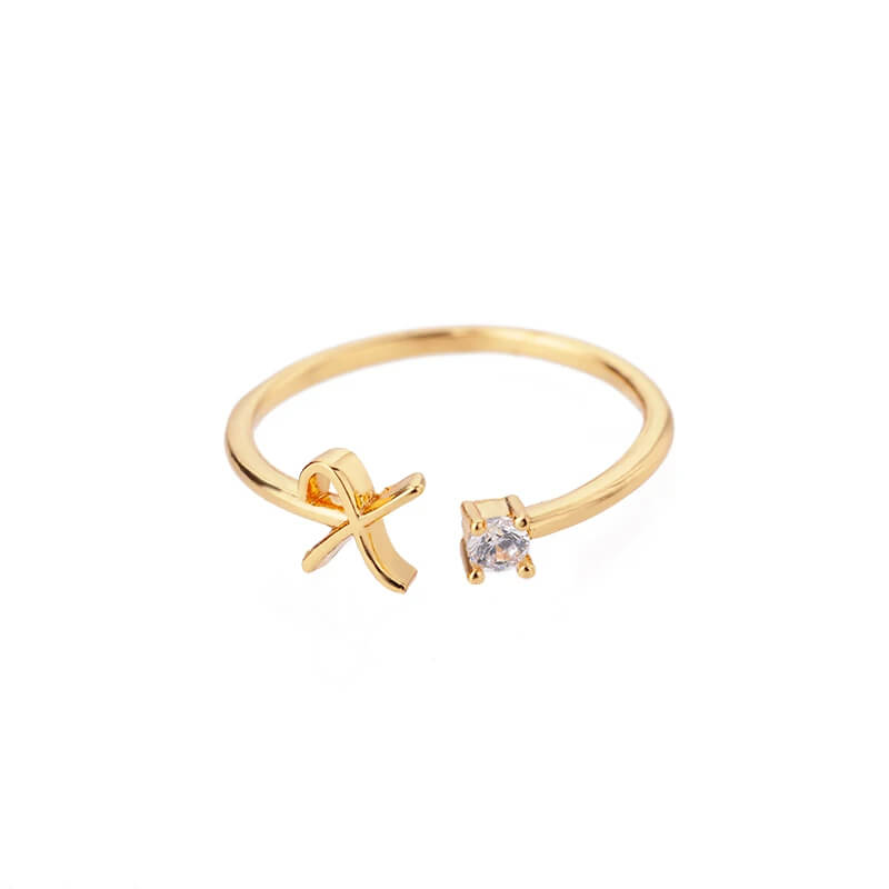 Anel com Inicial - Banhado em ouro 18k