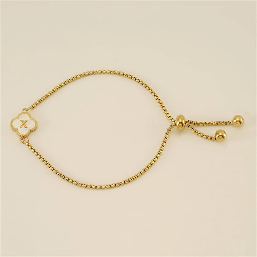 Pulseira de Trevo com Inicial - Banhado em Ouro 18K