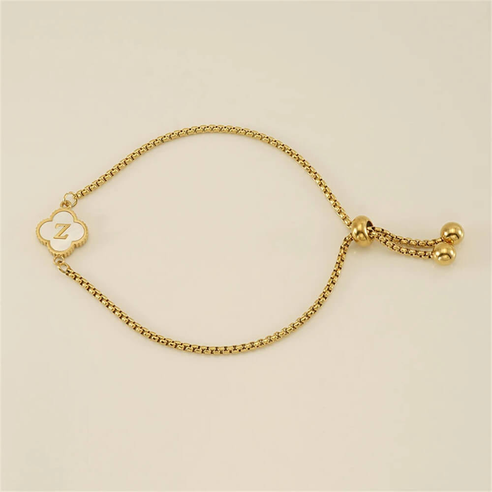 Pulseira de Trevo com Inicial - Banhado em Ouro 18K
