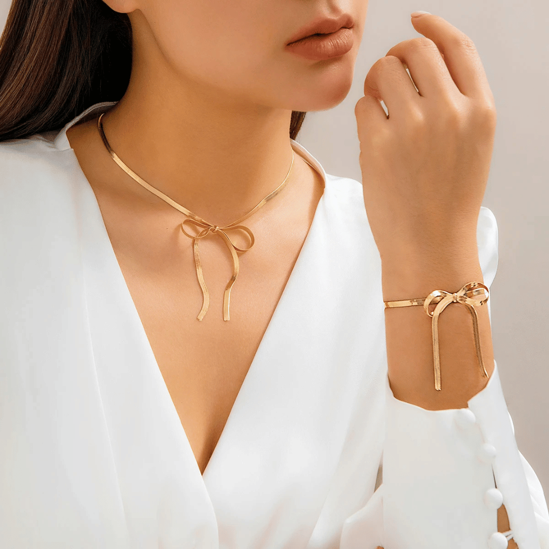 Conjunto de Joias Laço Eternal | Colar + Pulseira