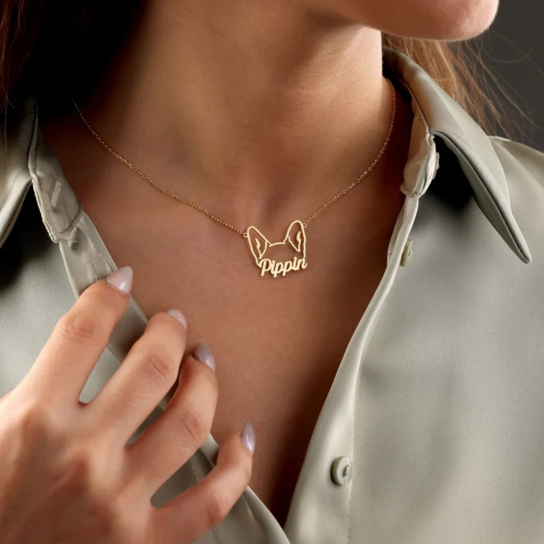Colar Personalizado Orelhas Caninas | Banhado em Ouro 18K