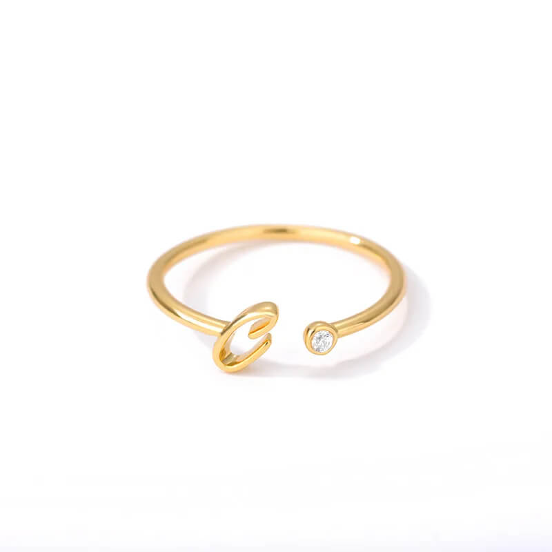 Anel com Inicial - Banhado em ouro 18k