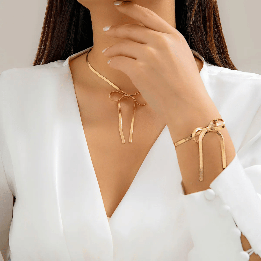 Conjunto de Joias Laço Eternal | Colar + Pulseira