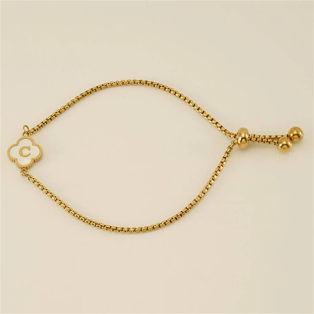 Pulseira de Trevo com Inicial - Banhado em Ouro 18K