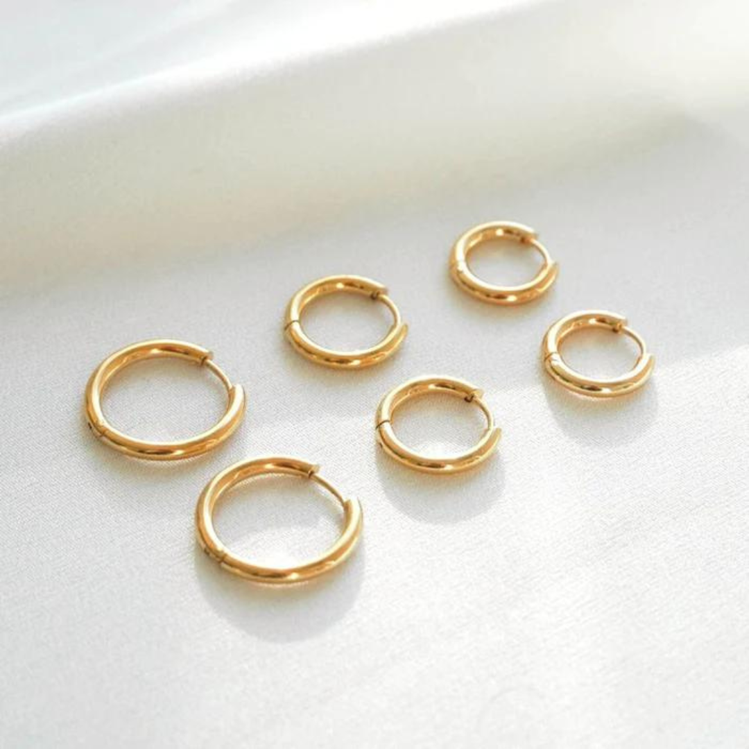 Brincos Trio Argola - Banhado em Ouro 18K