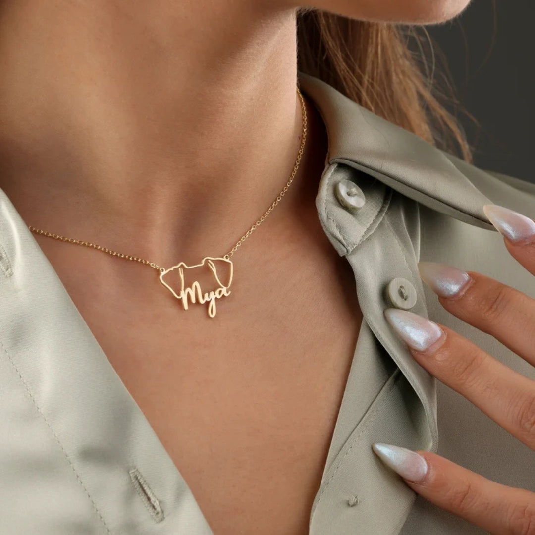 Colar Personalizado Orelhas Caninas | Banhado em Ouro 18K