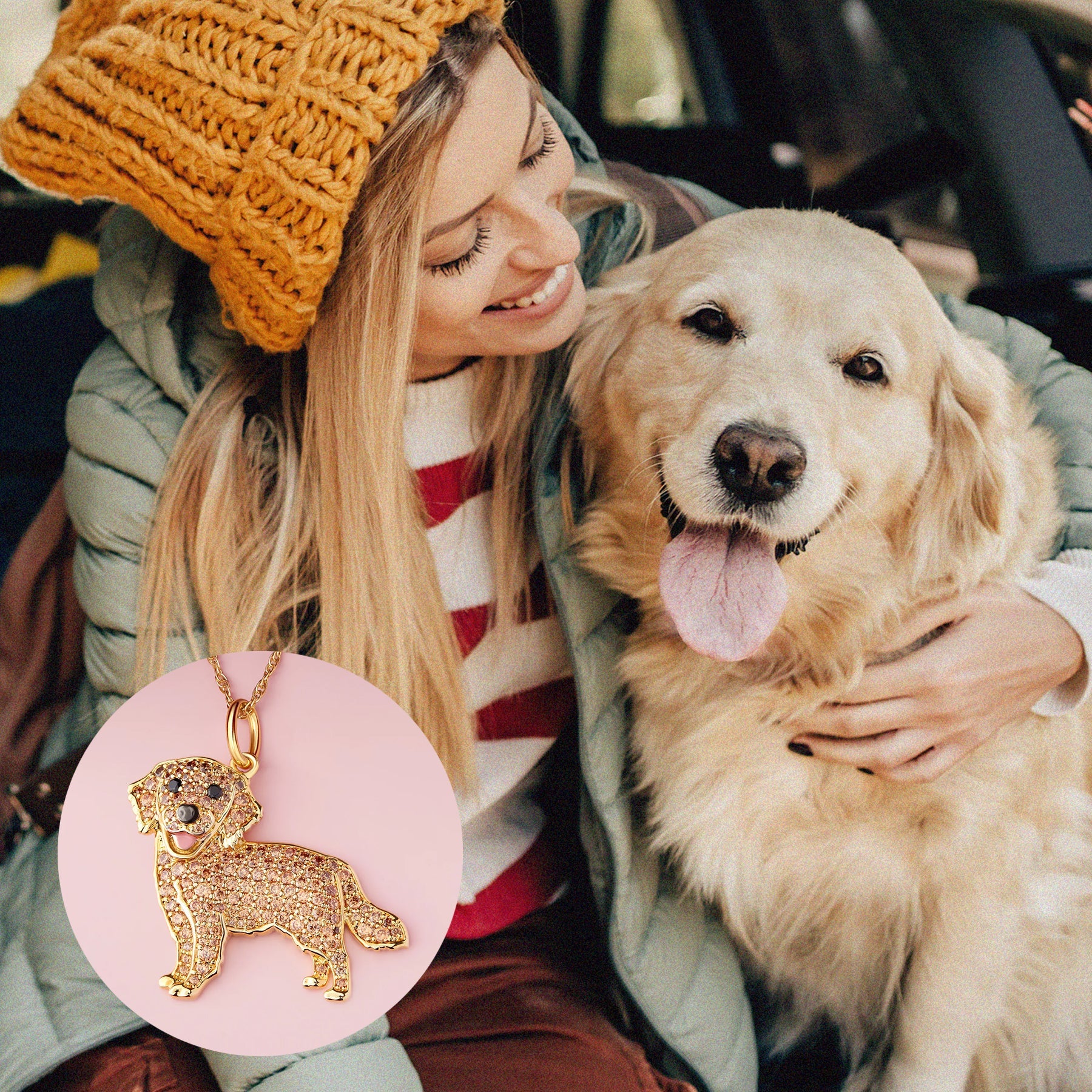 Colar + Pingente Golden Retriever | Banhado em Ouro 18K