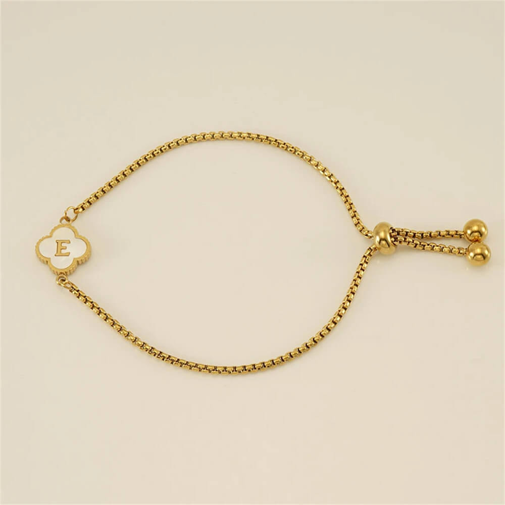Pulseira de Trevo com Inicial - Banhado em Ouro 18K