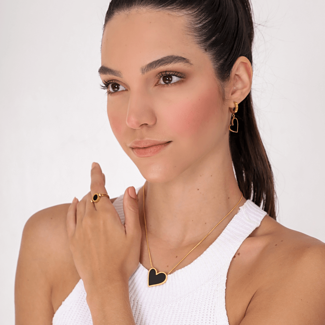 Brincos de Coração Louise - Banhado em Ouro 18K