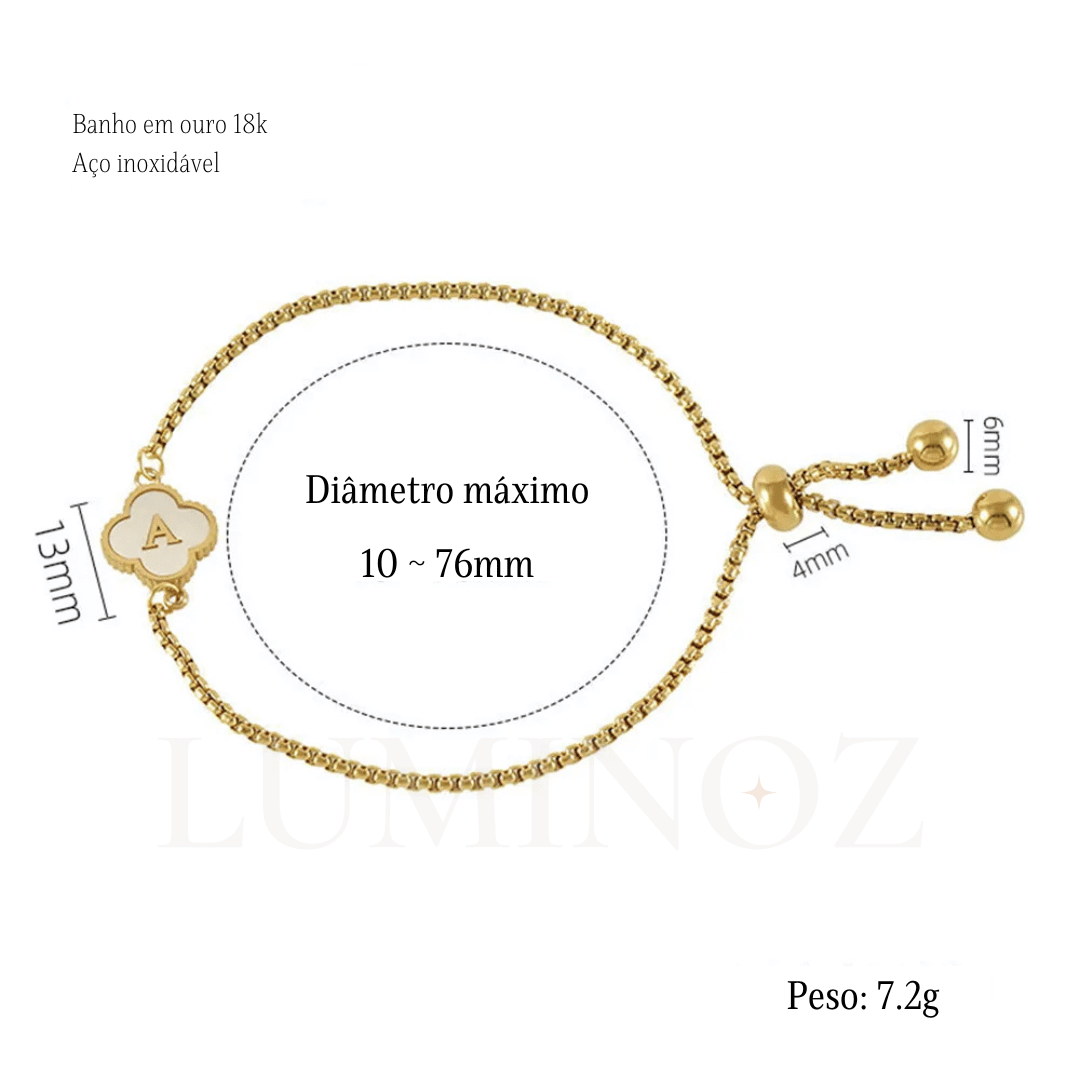 Pulseira de Trevo com Inicial - Banhado em Ouro 18K