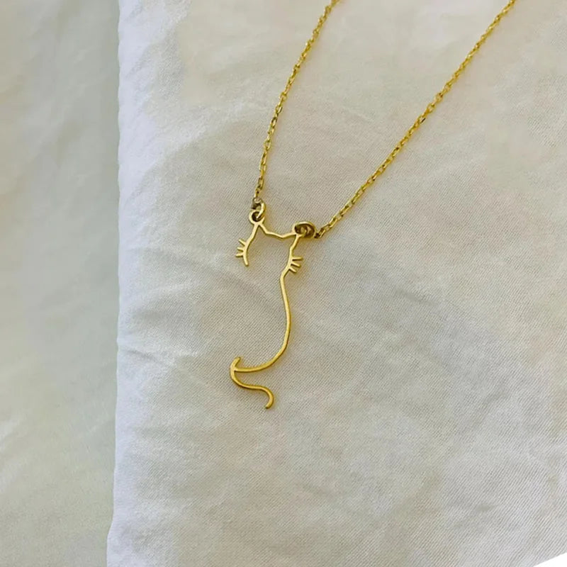 Colar Silhueta do Meu Gatinho | Banhado em Ouro 18K