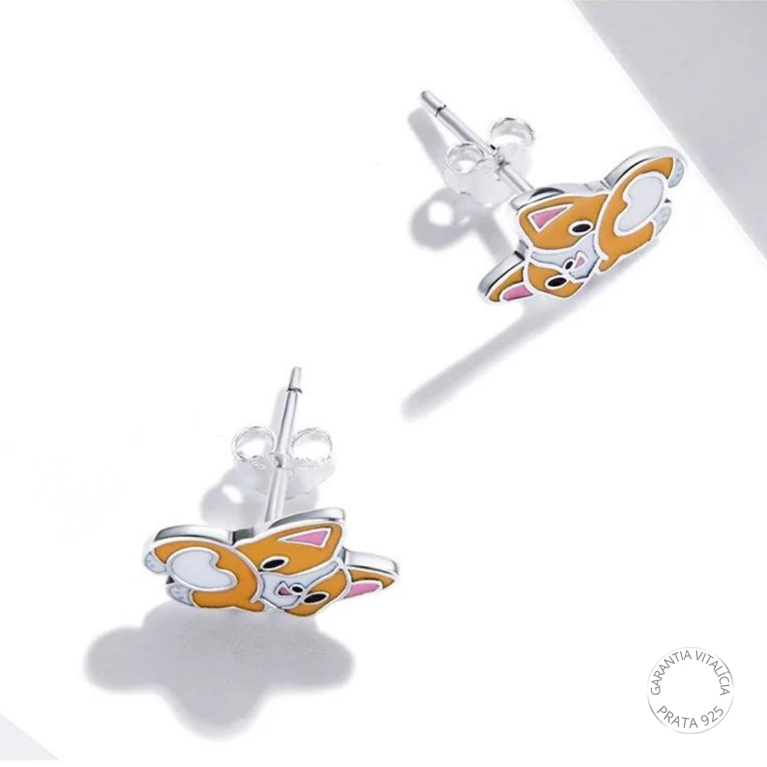 Brincos Mini Corgi | Em Prata 925
