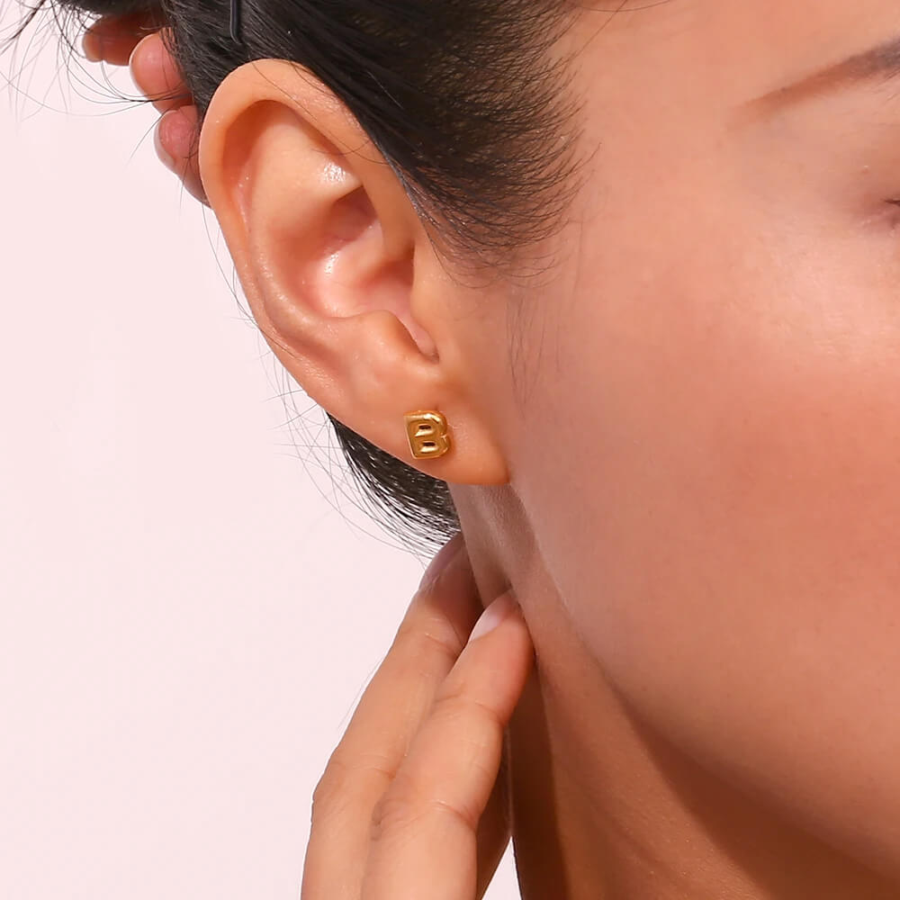 Brincos Bolha com Iniciais - Prata 925 ou Banhado em ouro 18k