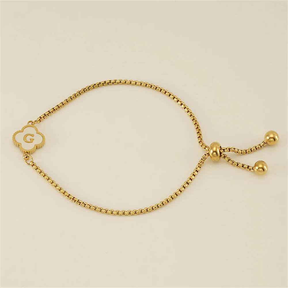 Pulseira de Trevo com Inicial - Banhado em Ouro 18K
