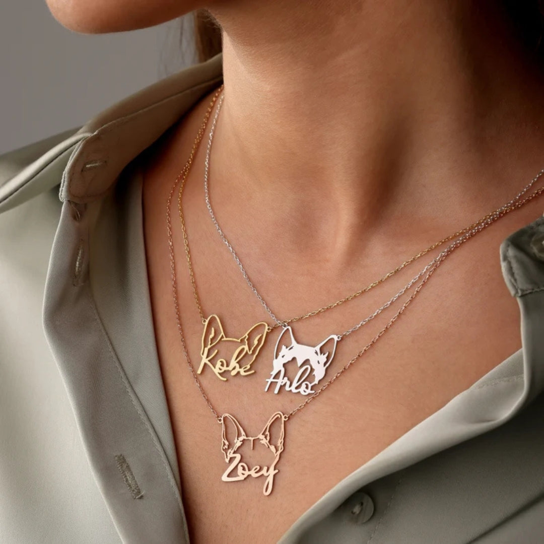Colar Personalizado Orelhas Caninas | Banhado em Ouro 18K