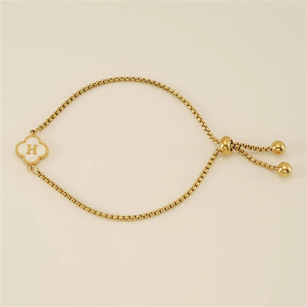 Pulseira de Trevo com Inicial - Banhado em Ouro 18K