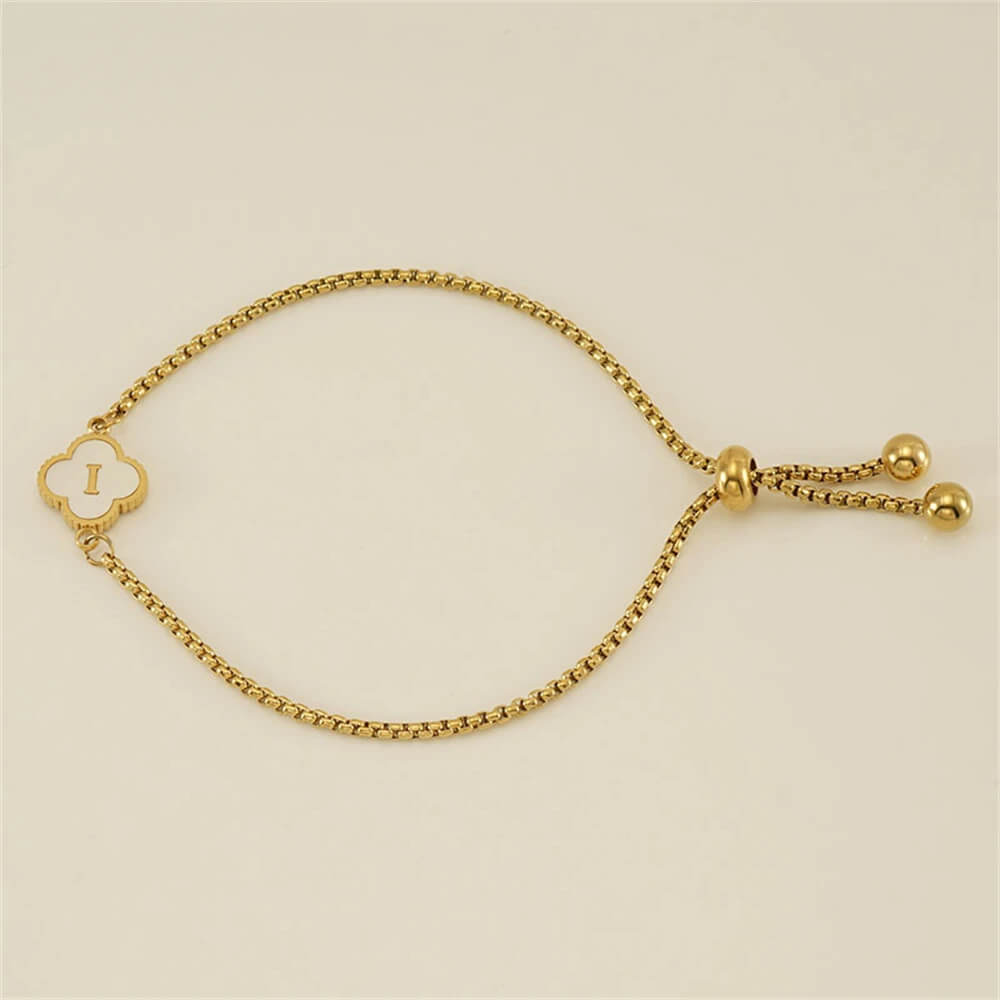 Pulseira de Trevo com Inicial - Banhado em Ouro 18K