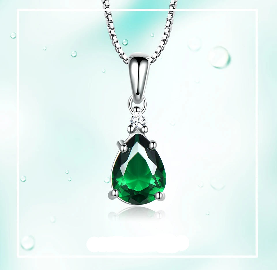 Colar Gota Esmeralda | Prata 925 com Cristais Cintilantes