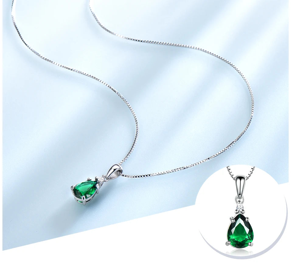 Colar Gota Esmeralda | Prata 925 com Cristais Cintilantes
