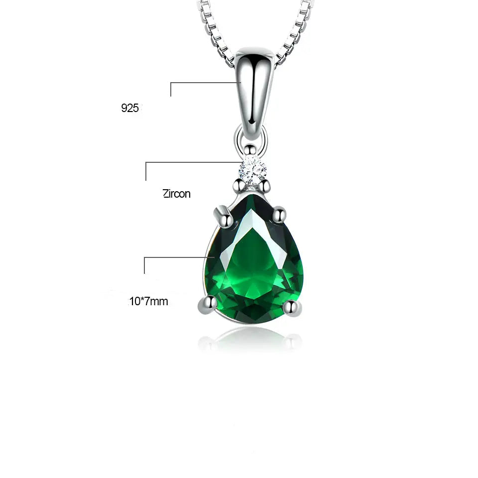 Colar Gota Esmeralda | Prata 925 com Cristais Cintilantes