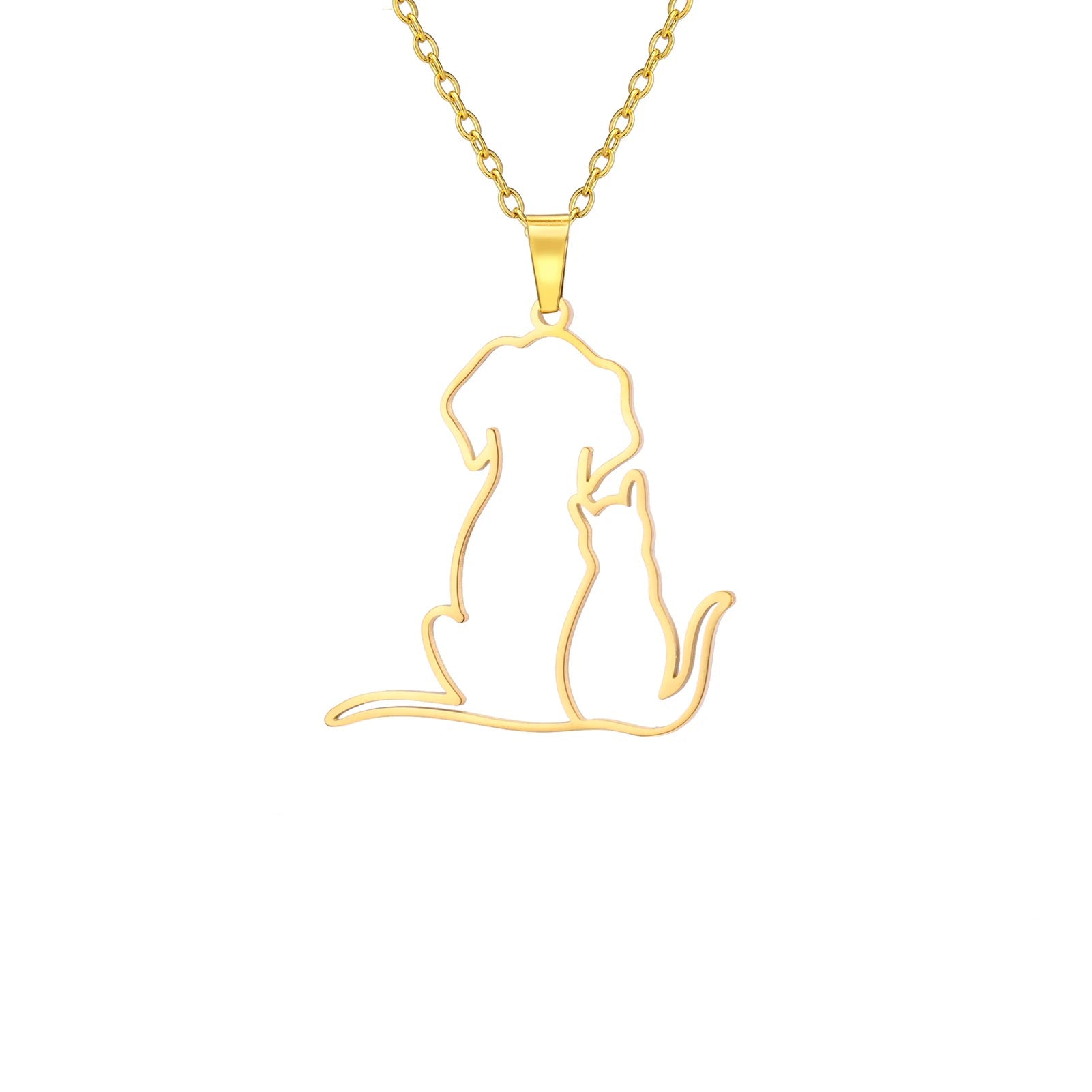 Colar Abraço Miado | Gatinhos Enlaçados 18K