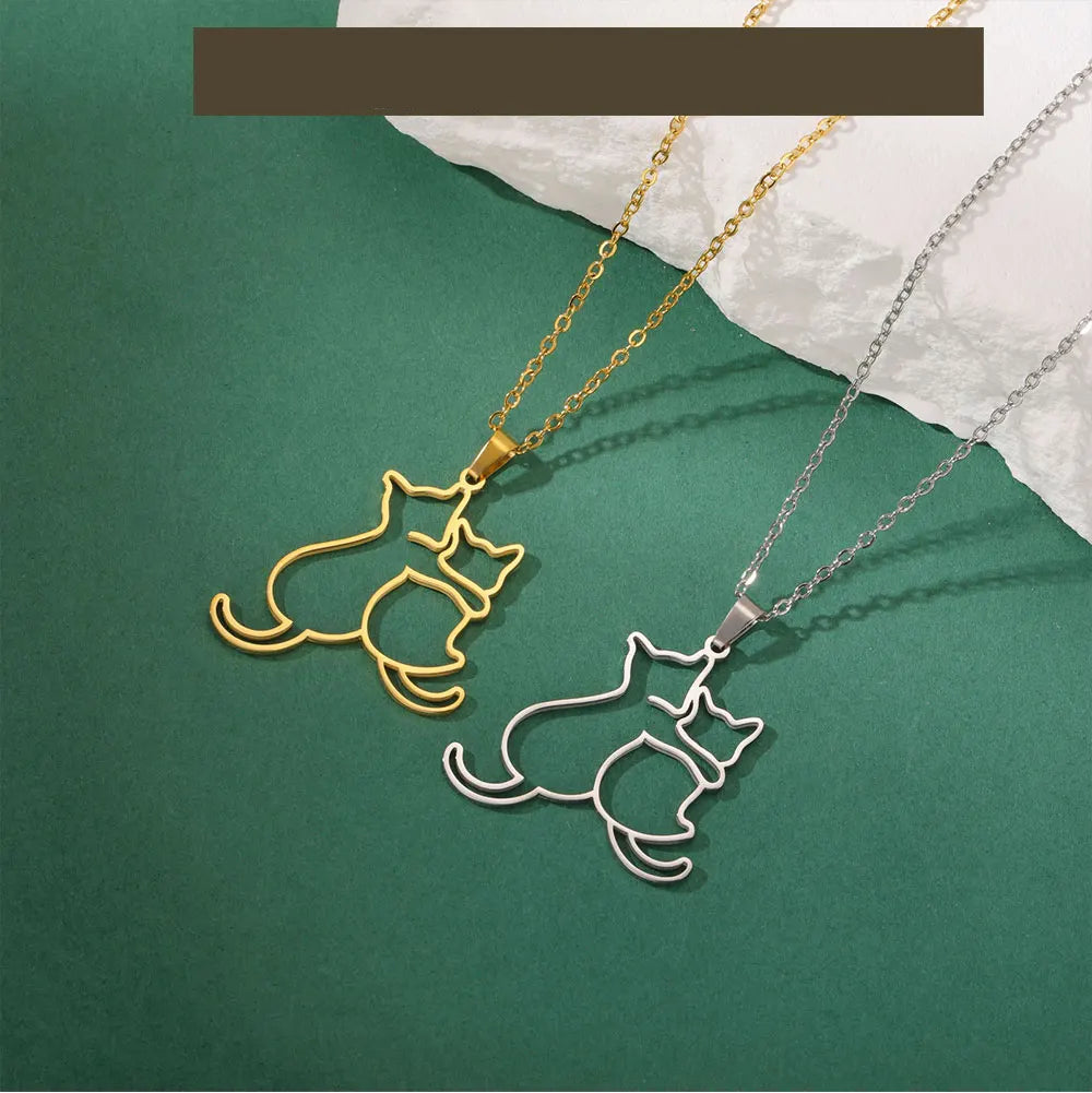 Colar Abraço Miado | Gatinhos Enlaçados 18K