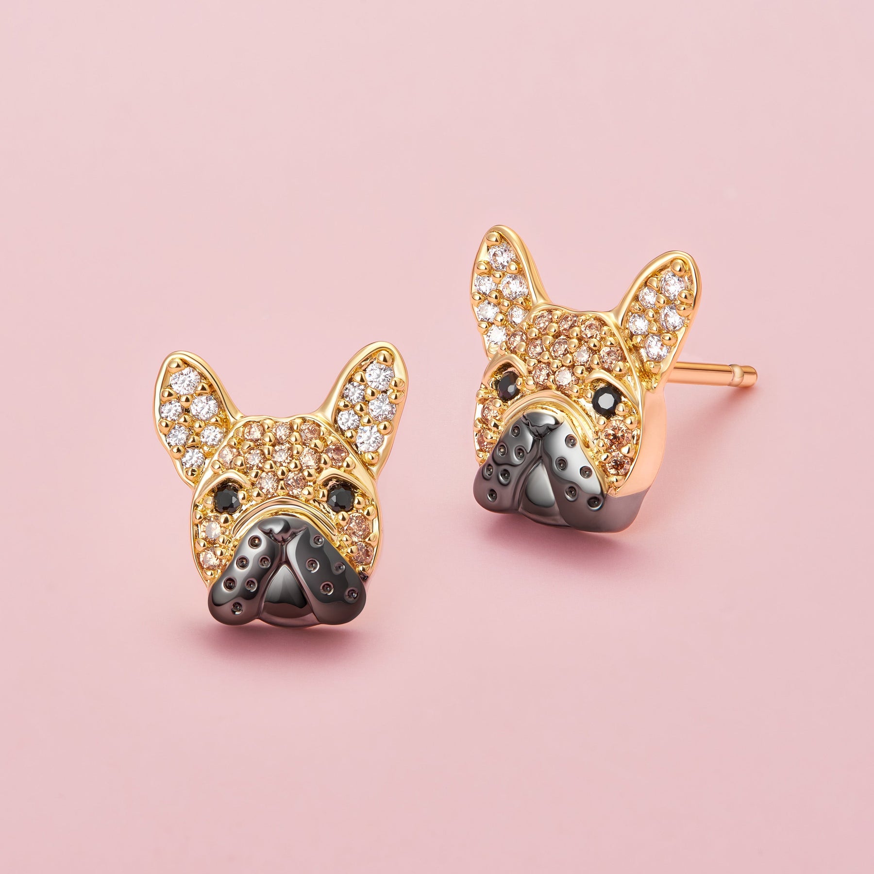Brincos Bulldog Francês | Banhados em Ouro 18K