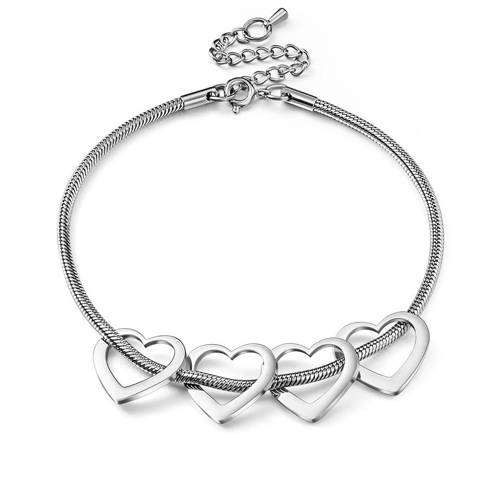 Pulseira Elo de Amor | Corações com Nomes Personalizados