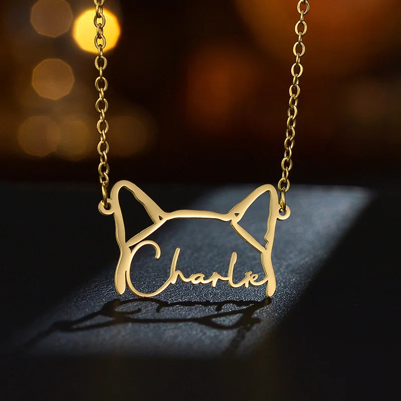 Colar AmoMeuPet – Personalize com o Contorno do seu Pet e Nome Gravado