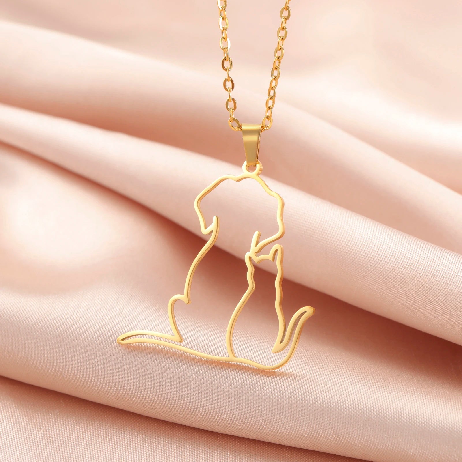 Colar Abraço Miado | Gatinhos Enlaçados 18K