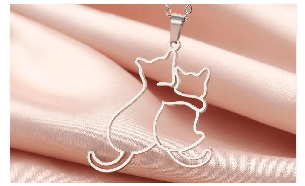 Colar Abraço Miado | Gatinhos Enlaçados 18K