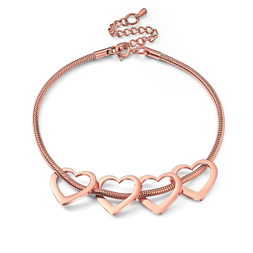 Pulseira Elo de Amor | Corações com Nomes Personalizados