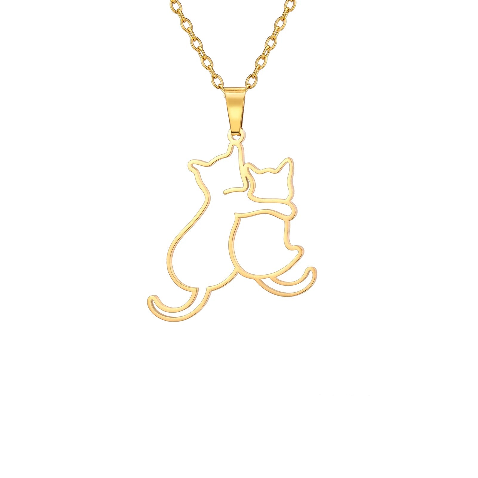 Colar Abraço Miado | Gatinhos Enlaçados 18K