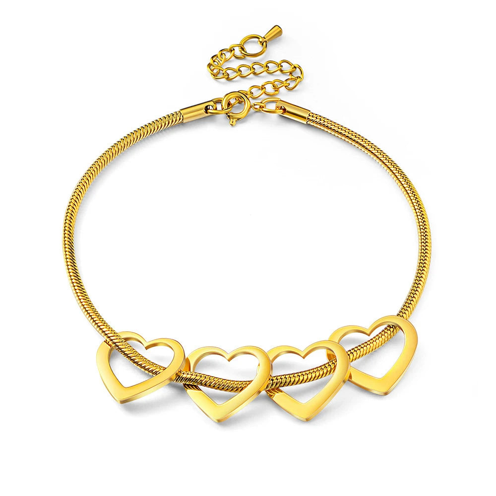 Pulseira Elo de Amor | Corações com Nomes Personalizados