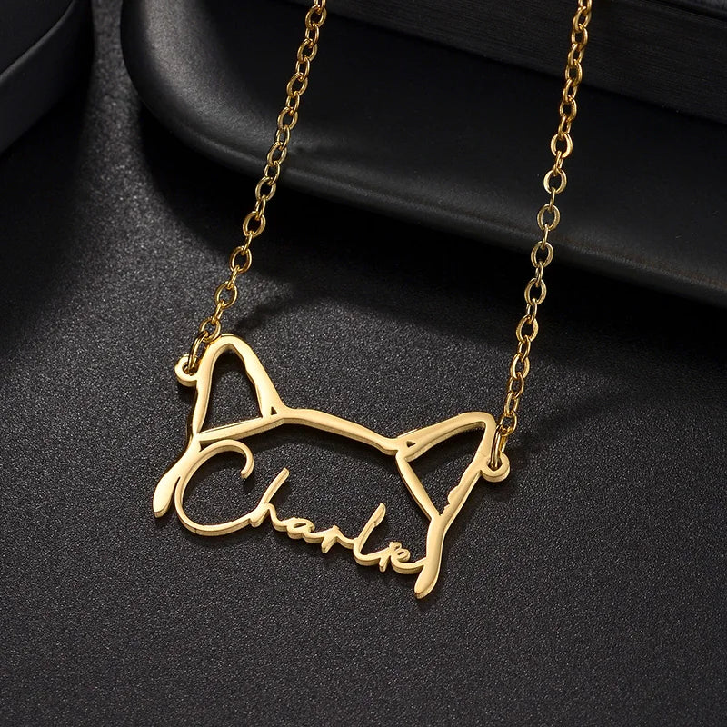 Colar AmoMeuPet – Personalize com o Contorno do seu Pet e Nome Gravado
