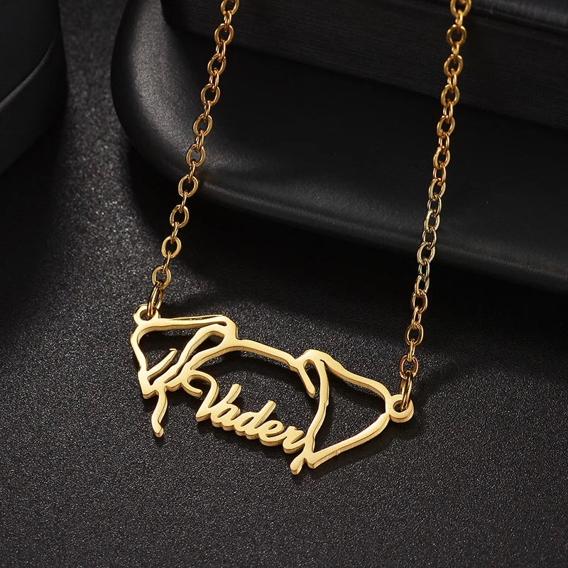 Colar AmoMeuPet – Personalize com o Contorno do seu Pet e Nome Gravado